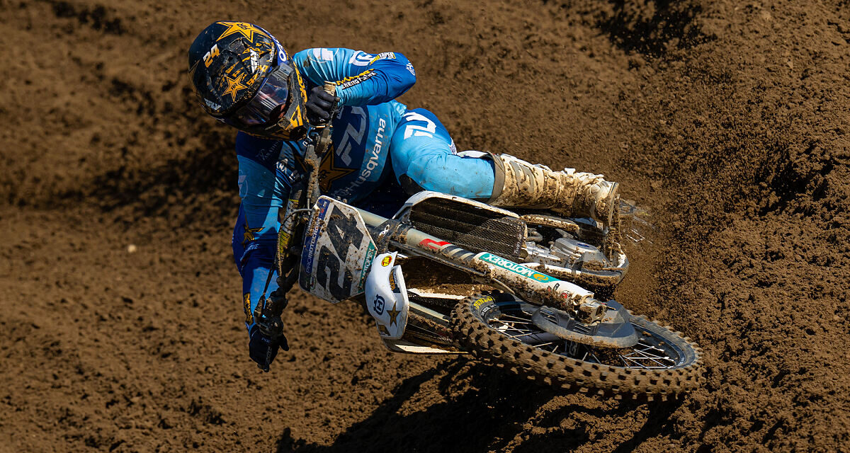 Rockstar Energy Husqvarnas RJ Hampshire ender blant de fem beste 450MX-syklistene på Spring Creek.