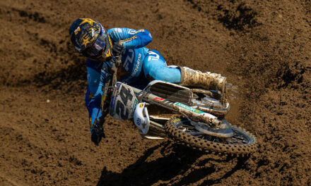 Rockstar Energy Husqvarnas RJ Hampshire ender blant de fem beste 450MX-syklistene på Spring Creek.